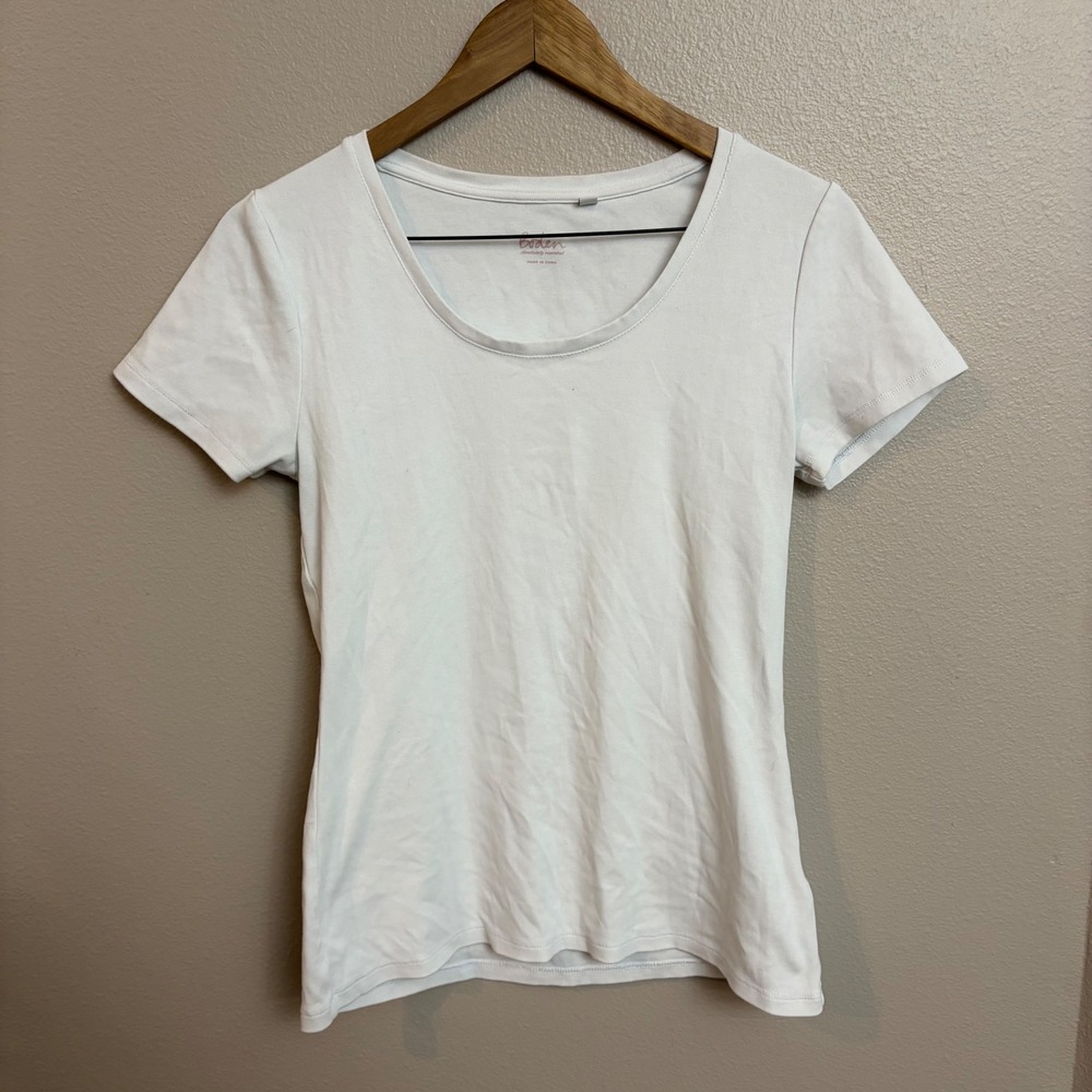 Boden White Scoop Neck Short Sleeve Tee Size M Classic Minimalist Essential